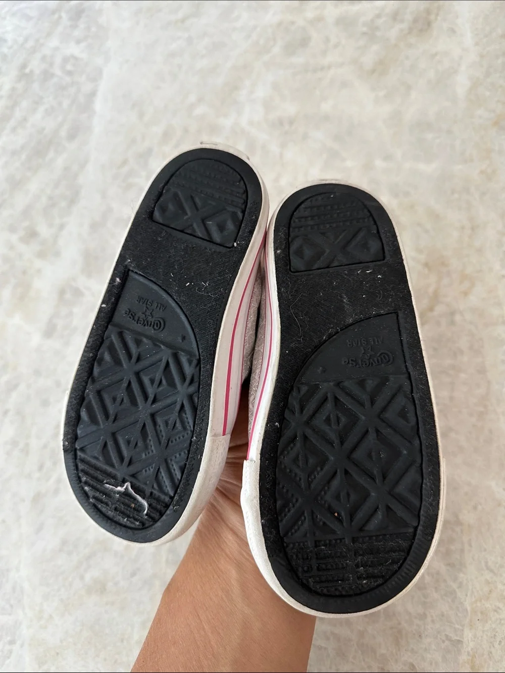 Converse Kids Silver Glitter Slip-On Sneakers with Pink Trim 9